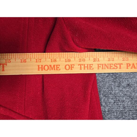 London Fog Coat Womens Large Red Wool Blend Single Breasted Lined Pockets - Picture 10 of 12